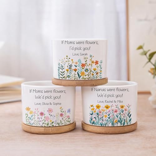 Famitrendz Personalized Floral Mom Plant Pot, Custom If Moms were Flowers, We'd Pick You! Plant Pot with Kids Names, Custo...