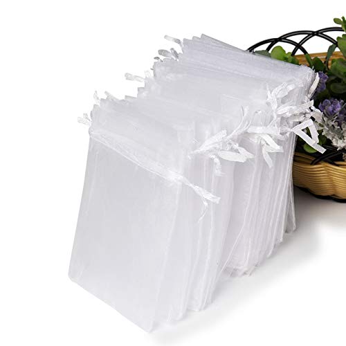 Hopttreely White Sheer Organza Gift Bags, 4x4.72 Pouches Candy Jewelry Wedding Party Favor Present Bags Wrapping Supplies ...