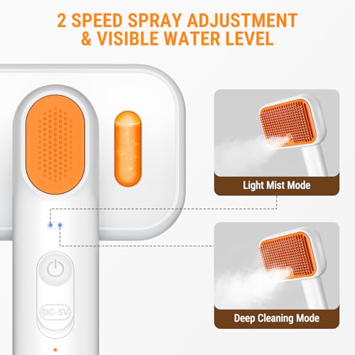 3-in-1 Pet Grooming Brush with Cool Mist & Self-Cleaning Deshedding Tool for Dogs Cats, Extra Wide Comb, Visible Water Win...