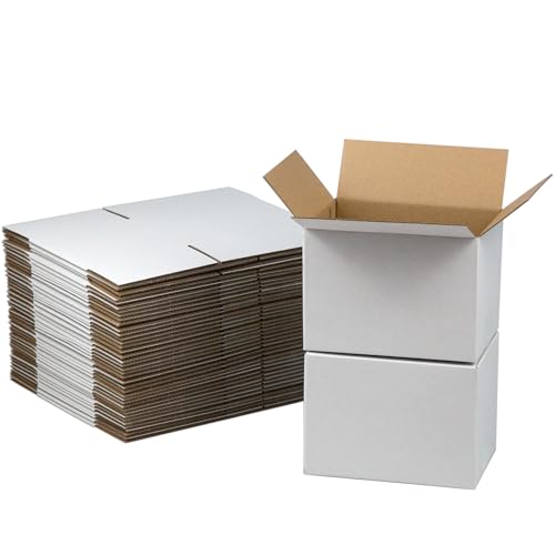 HESESOH 7x5x5 Inches Shipping Boxes Set of 40, White Corrugated Cardboard Box Literature Mailer for Packing Small Business