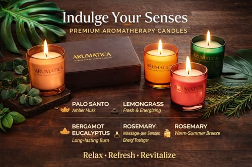 Premium Aromatherapy Candle Set | Stress Relief Soy Wax Candles with Relaxing Scents | Scented Candles for Home Yoga, Medi...