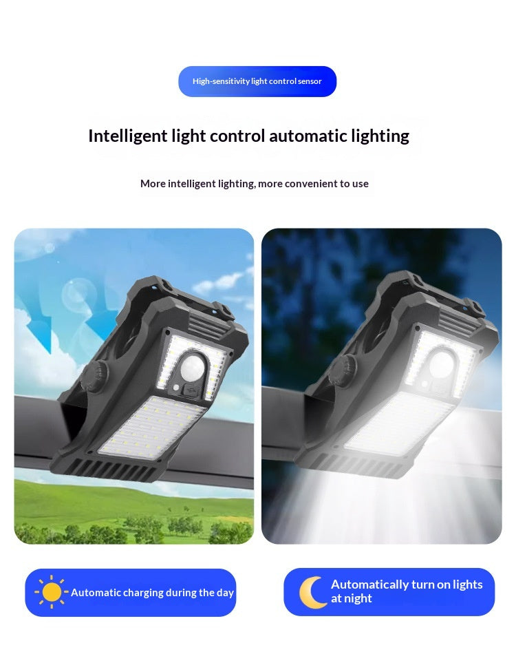 Portable Outdoor Patio Human-Body-Sensing Solar-Powered LED Wall Light