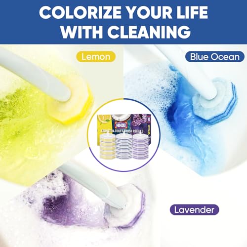 HHXI 15Ct Aromative Toilet Brush Refills, Toilet Bowl Cleaner Refills, Double-Layer Cleaning Pads Added, Disposable Refill...