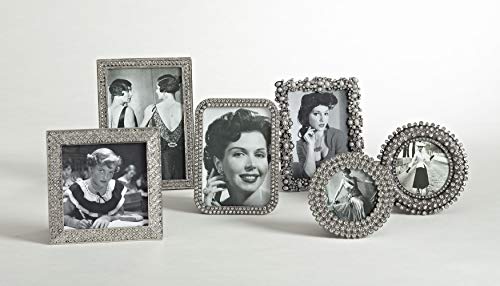 SARO LIFESTYLE Bejeweled Decorative Photo Frame – Round Jeweled Crystal Bezel Picture Frame – Fits 3"x3" Photo