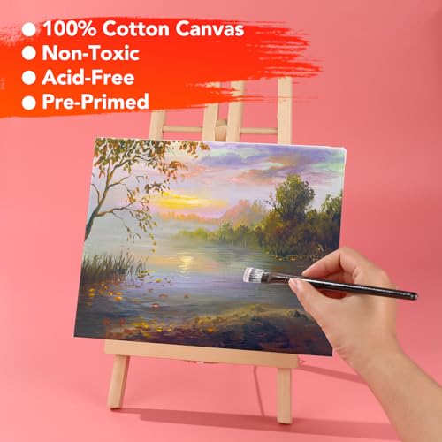 14 Packs Stretched Canvas for Painting, MultiSize 12x16, 10x12, 8x10, 5x7, 8x8, 6x6, 4x4 (2 of Each), Primed Blank Canvas ...