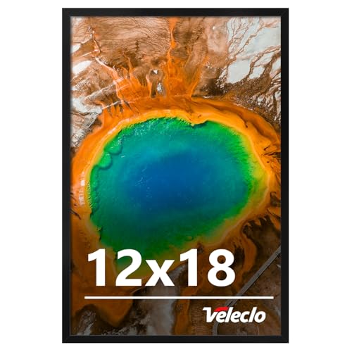 Veleclo 12x18 Picture Frame for Wall Display, 12x18 Black Picture Frame with Shatter Resistant Plexiglass, Stable and Stur...