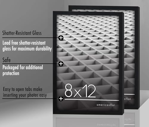 Americanflat 8x12 Picture Frame with Shatter-Resistant Glass - Set of 2 - Streamline Collection - Thin Border Photo Frame ...