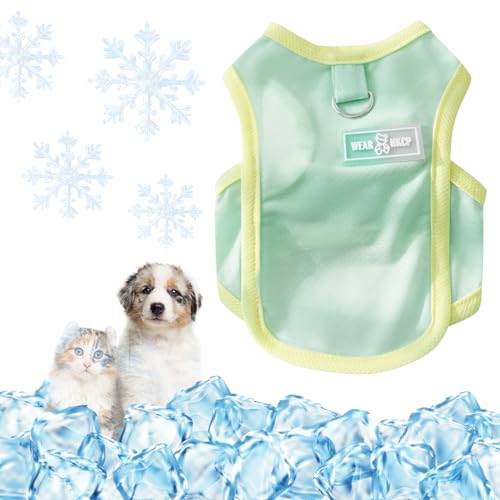 Yaopelky Dog Cooling Vest, Summer Pet T-Shirt, Breathable Quick-Dry Outfit for Dogs and Cats, Blue (Green, Small(3.3-5.5lb))