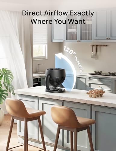 DREO Fan for Bedroom, 12 Inches, 70ft Powerful Airflow, 25db Quiet Table Air Circulator Fans for Whole Room, 120° Adjustab...