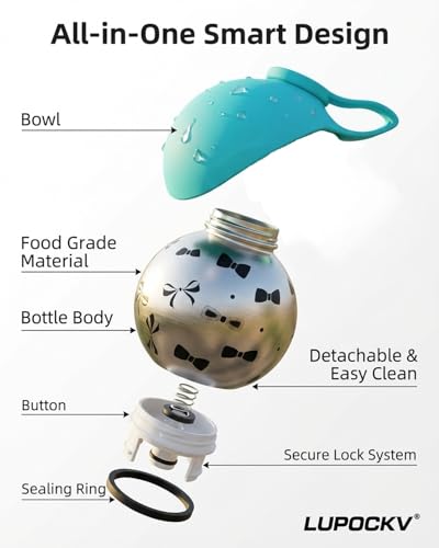 Dog Water Bottle with Bowl 2-in-1 Portable Dog Bottle Pet Travel Hydration Dispenser Container Cup Drinking Outdoor Leak P...