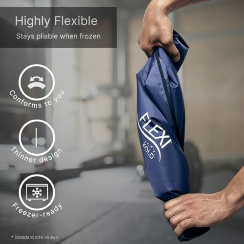 FlexiKold Gel Ice Packs (Standard Large: 10.5" x 14.5") for Injuries Reusable, Back Pain Relief, Knee Wrap, After Surgery,...