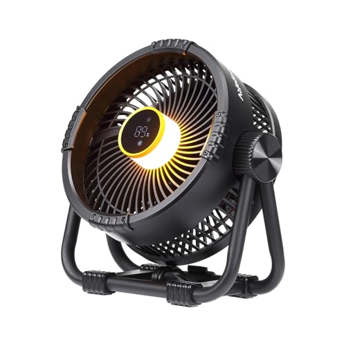 BougeRV Portable Fan Rechargeable, 20000mAh Battery Powered Fans with 4 Wind Speeds Hook Brighter Light LCD Display 270° R...