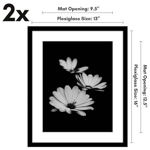Americanflat 13x16 Picture Frame with Polished Plexiglass - Set of 2 - Use as 10x13 Frame with Mat or Display 13x16 Photo ...