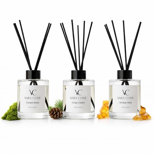 Reed Diffuser Set - 3 Pack (4.0 fl oz Each) - Long Lasting Home Fragrance Diffuser Sticks for Home, Office & Bathroom - Am...