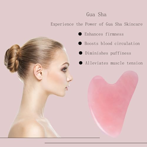 YAMHOHO Gua Sha Jade Stone Gua Sha Massage Tool, Guasha Tool for Face and Body Skin Massage. Tools for SPA Acupuncture, Pi...