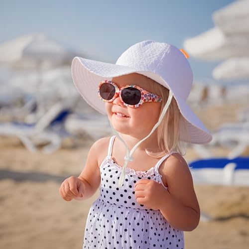 HONGTEYA Baby Sun Hat Toddler Girl Beach Hat Adjustable Outdoor Summer Hat Sun Protection Wide Brim Infant Kids
