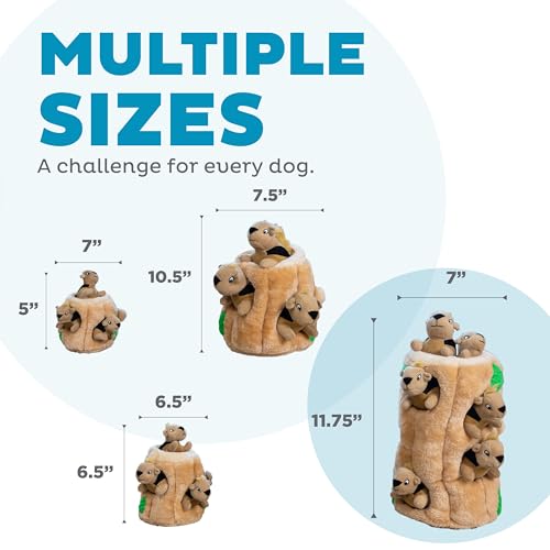 Outward Hound Hide-A-Squirrel Dog Toy – Interactive 2‑in‑1 Plush Puzzle with 6 Squeaky Removable Squirrels, X-Large