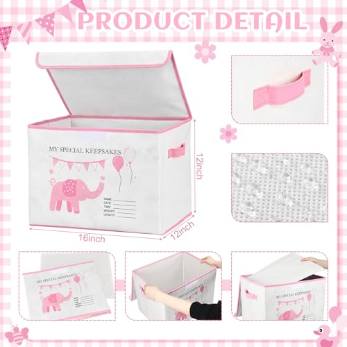 LemonRoad 16x12x12inch Baby Memories Keepsake Box Baby Shower Elephant First Keepsake Box New Parent Newborn Baptismal Bir...