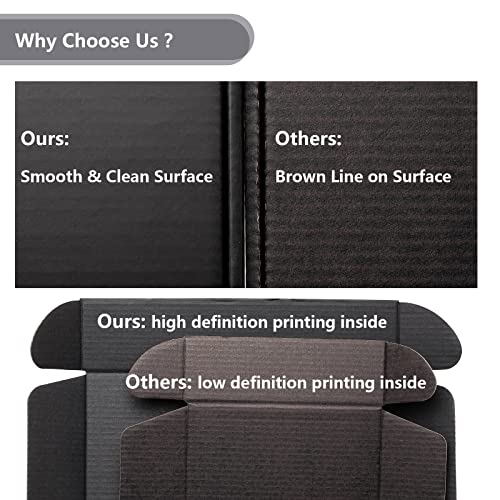 Timirog 9x6.5x2 Inches Black Shipping Boxes 25 Pack - Corrugated Cardboard Mailing Box for Small Business, Tab Locking Lit...