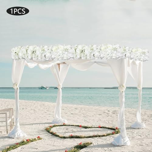 DIITGGE Artificial Silk Flowers Row, 3.28FT White Rose Panel Backdrop - Fake Flower Vine Garland for Wedding Arch, Door Ar...