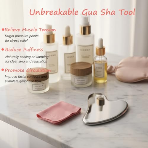 isork Gua Sha Facial Tools Capable of Facial Sculpting Big Size,304L Stainless Steel Metal Gua Sha Lymphatic Drainage Mass...