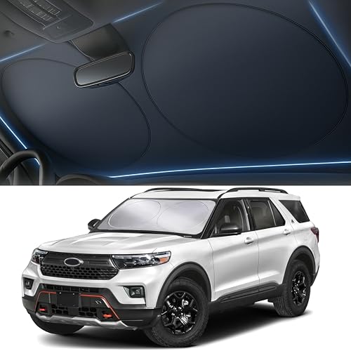 Foldable Car Windshield Sun Shade – 280T Thickened Reflective UV & Heat Shield with Storage Bag, Keeps Interior Cool, Univ...