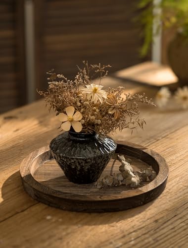 Hanobe Candle Plate Holder Tray: Round Wood Decorative Candle Plate - Rustic Farmhouse CoffeeTable Decor - Tealight Pillar...