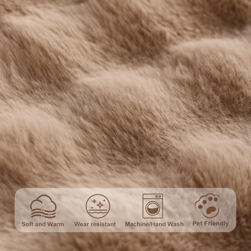 Aucrovee Soft Plush Faux Fur Couch Cover, Thick Warm Fuzzy Sectional Sofa Covers for 3 Cushion Couch Sofa L Sharped Sofa N...