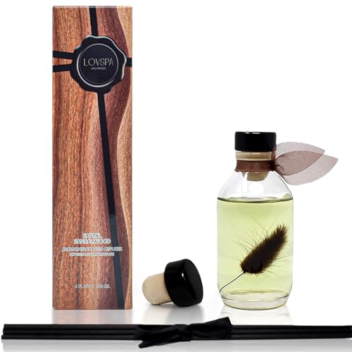 LOVSPA Reed Diffuser Set, Santal (Sandalwood) Scented Oil Diffuser with Sticks, Home Fragrance Accessories for Bathroom Sh...