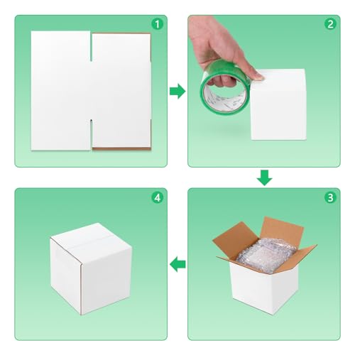 JOWLOT 5x5x5 Small Shipping Boxes Set of 40, White Corrugated Cardboard Box for Small Business for Mailing Packaging Gifts
