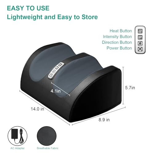 LINGTENG Shiatsu Foot Massager with Heat, FSA Eligible HSA Foot Massager for Foot Massage and Calf Massage, Foot and Calf ...