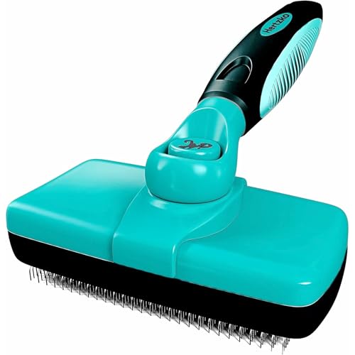 Hertzko Dog Brush for Shedding - Self Cleaning Slicker Brush for Dogs and Cats - Gently Removes Loose Hair, Tangles, and D...