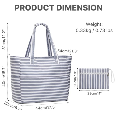 G4Free XL Beach Bag Waterproof Sandproof, Large Foldable Beach Tote with Zipper for Women, Pool Travel Swim Grocery Tote Bag