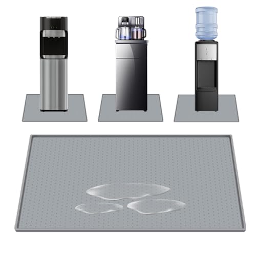 Water Cooler Mat, 24'' x 16'' Non-Slip Water Dispenser Mat with Raised Edge, Waters Cooler Floor Tray for Bedrooms, Kitche...