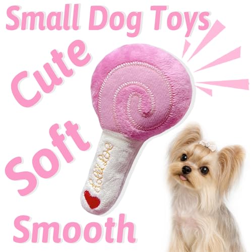 BMLTAQ Small Dog Toys, 4 Pack Pink Dog Squeak Toys, Puppy Toys for Small Dogs, Durable Plush Dog Toy Set, Soft Dog Chew To...