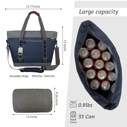 IBEIKER Insulated Cooler Bag, Large Insulated Bag, Reusable Shopping Bags, Leakproof Soft Cooler with BagsBottle Opener, S...