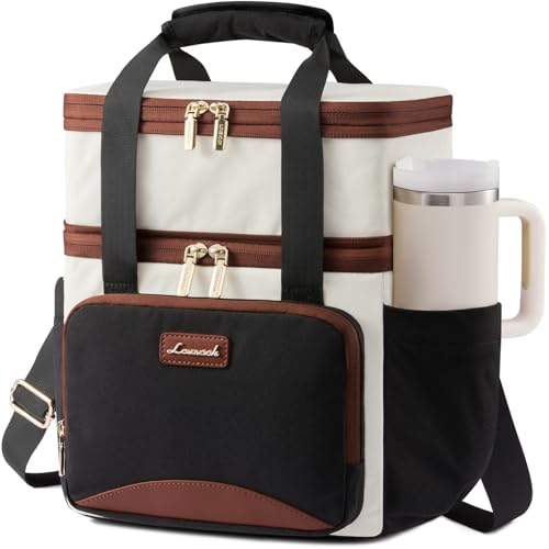 LOVEVOOK Insulated Lunch Bag For Women Men,Expandable Double Deck Lunch Box With Large Cup Holder,Leakproof Cooler Bag For...