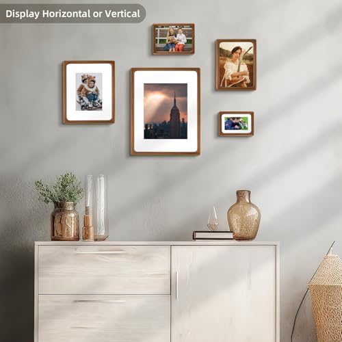 Golden State Art 4x6 Picture Frames - Brown Solid Wood with Glass, Rounded Corner 4 x 6 Picture Frame Matted to 3x5 Photos...
