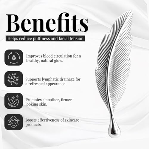 Stainless Steel Gua Sha Tool for Face – Unique Feather-Shaped Facial Massager for Jawline Sculpting, Contouring, De-Puffin...