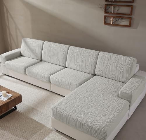 Couch Cushion Covers, Washable Stretch Stripe Sofa Covers for 1 Cushion Couch L Shape Sectional Sofa Slipcovers Furniture ...