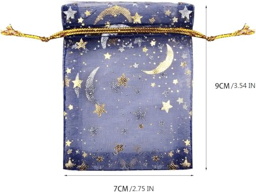 SUMAJU 100 Pieces Moon Star Organza Jewelry Candy Bags, 2.7x3.5 Inch Random Color Organza Favor Bags Gift Pouch with Draws...