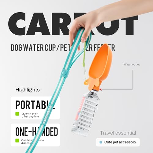 Li & Zhao Portable Dog Water Bottle Dispenser - Leak Proof Portable Water Bowl for Dog Foldable Carrot Water Bowl Travel S...