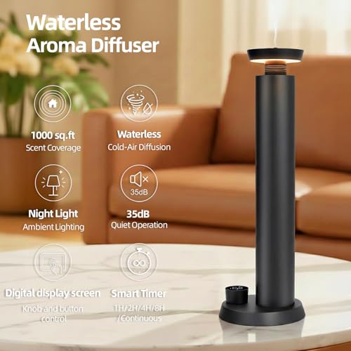 Mubona Waterless Scent Diffuser - Scent Diffuser Oil Machine for Homes, Offices, Hotels - Black - 100ml(3.38 Oz) - Fragran...