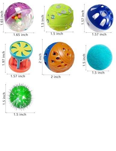 HEUHAI 25 Cat Toys Balls Set Indoor Kitten Safe Colorful Plush & Bell Balls for Play Chase Hunt Interactive Entertainment...