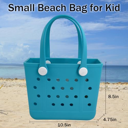 Juyeesm Small Rubber Beach Bags for Kids, Waterproof Sandproof Rubber Tote Bags Pool Bag for Travel, Boat, Sport