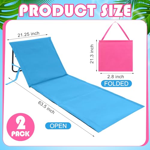 Lineshading 2 Pack Folding Beach Lounge Chair for Adults Couple Portable Sun Lounger Lightweight Tanning Mat with Storage ...