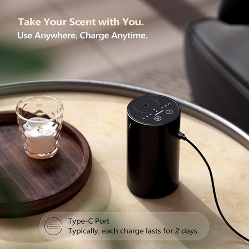 Airversa Waterless Essential Oil Diffuser Starter Kit with 4 x 10mL Hotel Scent Fragrance Oil, Battery Operated Mini Scent...