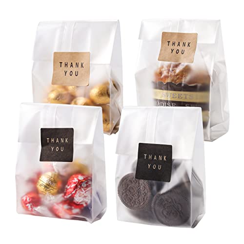 LOKQING Cellophane Treat Bags Cookie bags for Packaging Clear Gift Bag with Stickers for Cookies,Candy,Chocolates,Mothers ...