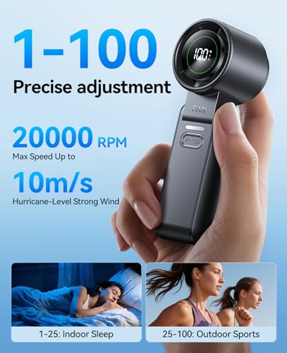 DIGIX Mini Portable Handheld Fan, USB Rechargeable Personal Cooling Fan with Turbo Airflow, 100 Speeds, 120° Rotation, LED...