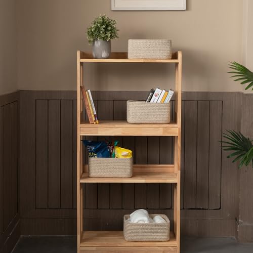 OIASKET 4 Pack Small Storage Shelf Baskets for Organizing, Mini Woven Rope Storage Bins for Towels, Cute Decorative Closet...
